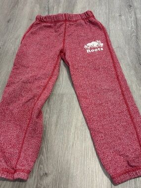 Kids Roots Red Marled Sweatpants with Logo